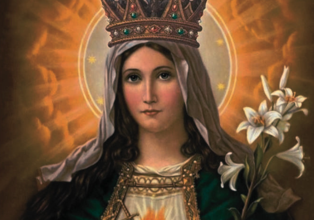 Imagem horizontal representando Nossa Senhora Rainha